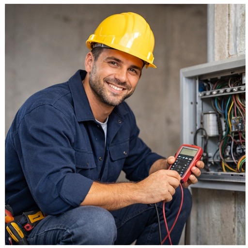 Elektriker bei der Arbeit am Schaltschrank